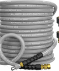 NAVOHEVEN 50ft high-pressure hose, gray, 4000 PSI, steel braided, non-marking rubber with 3/8 in quick-connect fittings.