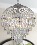 Nine Light Crystal Chandelier With K9 Crystals, Chrome Finish, Modern Luxe Vibe For Dining Room Or Living Room, 18 Inch Diameter