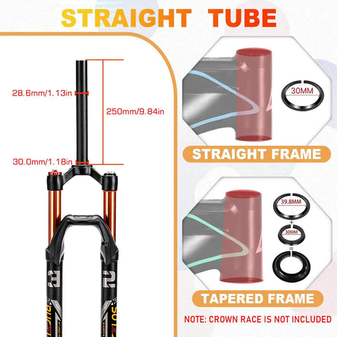 120mm Travel MTB Fork For 26 27.5 29 Inch Mountain Bikes, One And One Eighth Inch Straight Or Tapered Steerer, Rebound Adjust