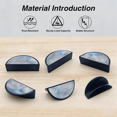 2 Pack Grey Soft Fluid Cabinet Handles With 3 Inch Center Hole Semicircle Drawer Pulls shown with customizable inserts