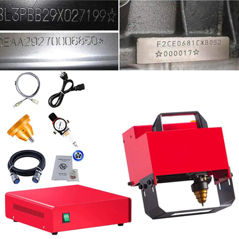 Heavy Duty Pneumatic Marking Machine For Metal Engraving And Vin Chassis Stamping With Slick Air Dot Peen Tech and adjustable depth accessories and engravings.