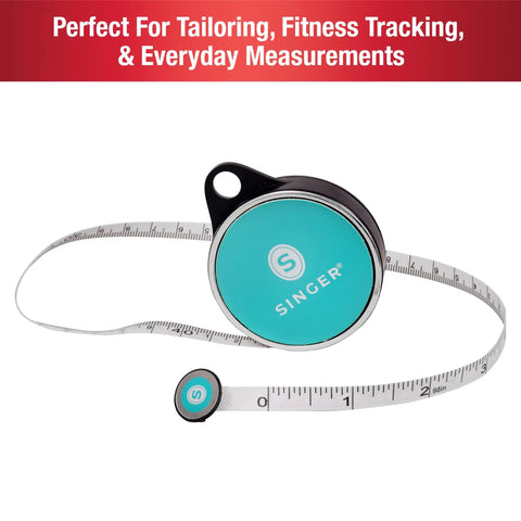 ProSeries 98 Inch Retractable Tape Measure With Leatherette Case Teal Color Pocket Friendly Easy Clip For Lanyard Or Keyring