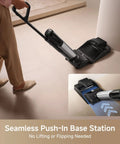Zero Drama Cordless Wet And Dry Vacuum Cleaner docked in seamless push-in base station for easy charging.