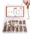 High Performance Threaded Screw Inserts For Wood Featuring Quick Hex Socket Connectors Dead Nuts Secure Furniture Hardware No Stress Diy Build Supplies in assortment kit with screwdriver.