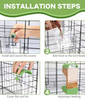 Installation steps for No Fuss Acrylic Automatic Bird Feeder With Sturdy Perch for cage with seed filling.
