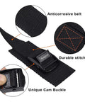 Adjustable Cam Buckle Lashing Straps 6 ft 1 in wide with anticorrosive belt, durable stitching, and unique cam buckle design.