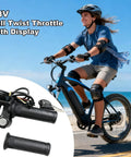 Image of Full Twist Throttle Upgrade For E Bikes And Scooters, 48V 3 Pin Universal Throttle with LCD Display and Key Lock.