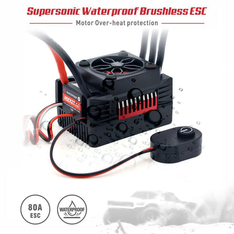 Brushless RC Motor And 110A ESC Combo with 3665 2750KV Waterproof IP67 for 1/10 RC cars, showing 80A ESC unit detail