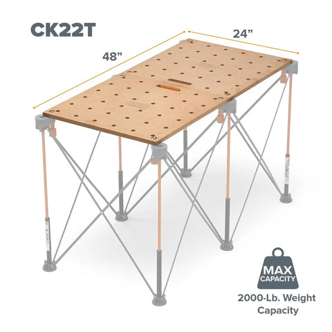 Centipede Workbench Tabletop For On The Go Portable Centipede Stand Saw Horses 24 Inch By 48 Inch Wood Top CK22T