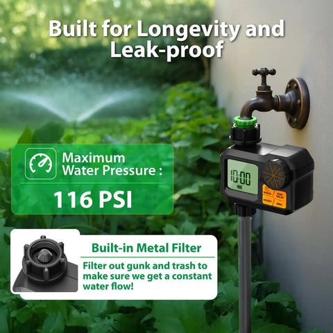 Easy Setup Smart Garden Hose Timer With Rain Delay, Programmable From 1 Minute To 7 Days, Automatic Watering Controller connected
