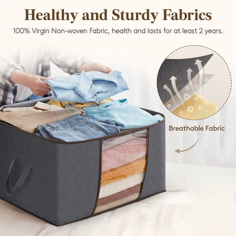 Six Pack Super Sturdy Closet Storage Bins With Lids Foldable Wardrobe Organizers Featuring Clear Window Zippered Closures And Rock Solid Handles Totally Legit For Blankets Bedding And Winter Clothing