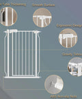 Extra Wide Pet Gate For Stairs And Doorways With Walk Through Design, 37.4 Inches Tall, Pressure Mounted Safety Gate features.