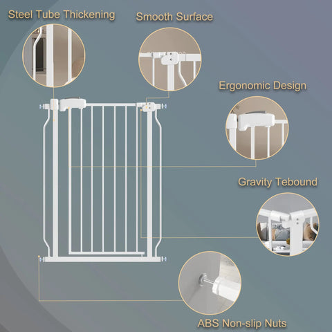 Extra Wide Pet Gate For Stairs And Doorways With Walk Through Design, 37.4 Inches Tall, Pressure Mounted Safety Gate features.