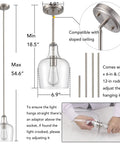 Modern Farmhouse Glass Pendant Light For Kitchen Island In Brushed Nickel Hand Blown Teardrop Shade 1 Light ETL Listed
