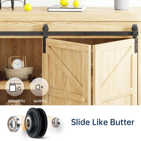 Five Foot Mini Cabinet Bi Folding Sliding Barn Door Hardware Track Kit For Four Doors Easy Install Smooth Quiet Sliding