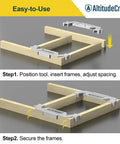 Heavy Duty 16 Inch Stud Layout Tool And Precision Framing Jig For No Sweat Construction Spacing Pro Builder Essential Wood Wall Measuring Guide showing assembly steps.