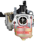 Carburetor For Coleman CT200U BT200 B200 Mini Bike Go Kart 196cc Predator 212cc 6.5hp Engine, shown with size dimensions