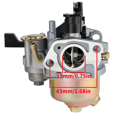 Carburetor For Coleman CT200U BT200 B200 Mini Bike Go Kart 196cc Predator 212cc 6.5hp Engine, shown with size dimensions