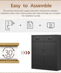 Heavy Duty Steel Storage Cabinet With Locking Doors And Two Drawers For Home Office Garage And School Use 36 Inch Tall Black Metal Cabinet assembly instructions