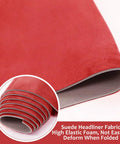 Red Micro Suede Headliner Fabric With Foam Backing And Flame Retardant For Car, close-up view of rolled edges highlighting layers.