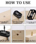 Top Notch Pro Grade Dowel Jig Kit instructions with centering design for straight holes, woodworking guide steps visible