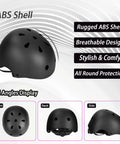 Adjustable Kids Helmet Set For Ages 3 To 15 Perfect For Biking Skating Rollerblading Scooters And More Dial Fit Protection With Ventilation Lightweight All Sports Safety Gear For Boys And Girls Easy On And Off featuring ABS shell with ventilation shown in front, back, and side views