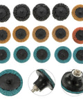 35 Piece Sanding Disc Polishing Kit With Handle Aluminum Oxide Abrasive Wheels displayed in various colors and textures