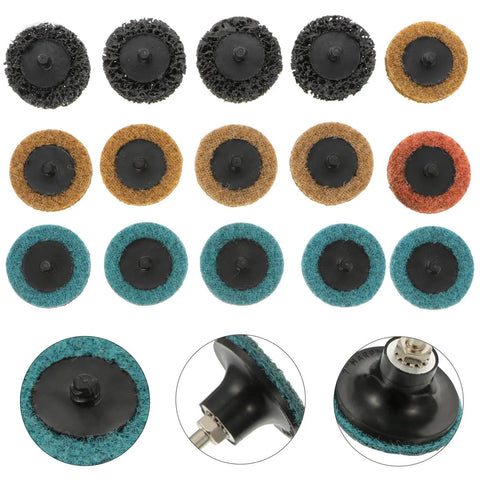 35 Piece Sanding Disc Polishing Kit With Handle Aluminum Oxide Abrasive Wheels displayed in various colors and textures