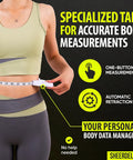 Person using Slim Accurate Retractable Body Measuring Tape 2 Pack with Inch and Centimeter Dual Scale Portable Durable One Click Readings