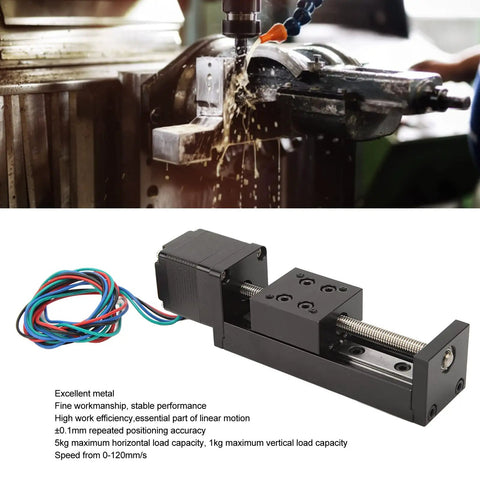 50mm Stroke Mini Linear Rail Guide Slide Actuator Built Like A Workhorse Featuring Heavy Duty Alloy Stepper Motion Stage With Screw Electric Slide Rail Module For Killer Cnc Builds in workshop setting.