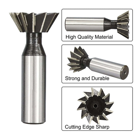 NACX 10mm x 60° HSS dovetail end mill, high-speed steel cutter, front/side/bottom views