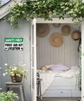Aluminum Safety First Aid Kit Location Sign on garden shed wall, heavy duty, scratch and moisture resistant, 8x12 inches