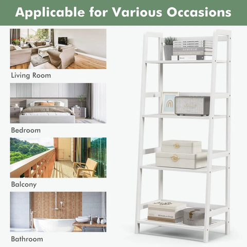 Top Notch Four Tier Bamboo Ladder Shelf Game Changer Plant Stand And Bulk Storage Rack No Sweat Freestanding Organizer For Versatile Indoor Living Room Home Office Spaces