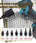 Heavy Duty Cordless Rivet Nut Gun With 5200mAh Dual Batteries for easy one-click rivet insertion of M3-M12 nuts.