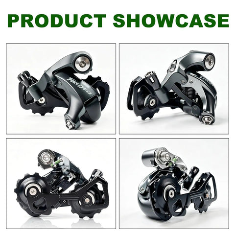 Beefy 10 Speed Rear Derailleur RD-4700-SS Direct Mount for multiple bike types showcasing front and side views