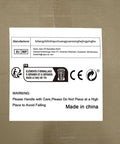 Label showing manufacturer details and care warnings for Portable Electric Tube Bender For Copper Pipe, Cordless One-Button Tool.