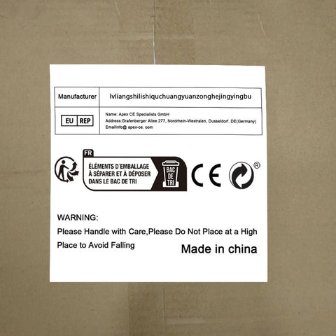 Label showing manufacturer details and care warnings for Portable Electric Tube Bender For Copper Pipe, Cordless One-Button Tool.