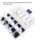 All You Need 1000 Pieces Carbon Steel Cross Pan Head Self Tapping Screws Kit With Tweezers And Transparent Storage Box For Glasses Watches Clocks And Small Toys