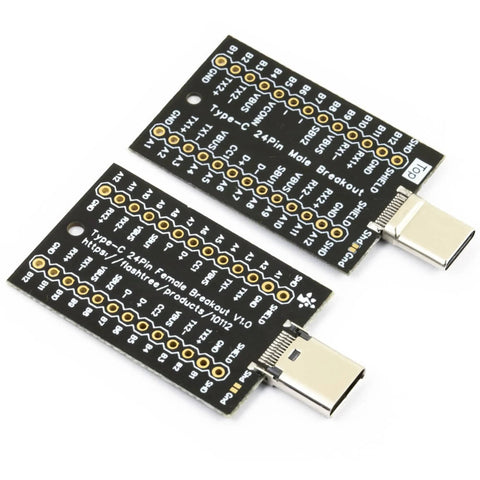 USB Type C Breakout Board With 24 Pin Male And Female Plugs Gold Plated PCB for easy USB C port replacement and no soldering hassles