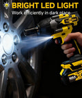 Beefy 580 Nm Cordless Impact Wrench Half Inch Drive With Brushless Motor, Dual Speed Control, 3200 RPM, Pro Grade Heavy Duty Tool Kit, Includes Two 4Ah Batteries And Charger, with LED light on wheel