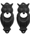 Solid Rockin Cast Iron Wall Mounted Bottle Opener Set Of Two Rustic Owl Design heavy duty cap grabbers in black finish
