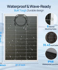 2x130W Flexible Golf Cart Solar Panels With MPPT Boost Controller, 260W Total, Waterproof design with mounting details