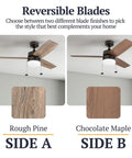 Reston 42 Inch Modern Farmhouse LED Ceiling Fan With Light with reversible rough pine and chocolate maple blades