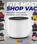 Replacement Filter For Wet Dry Vacuum 90304 Pleated Cartridge Filter For 5 Gallon Canister Vacuums