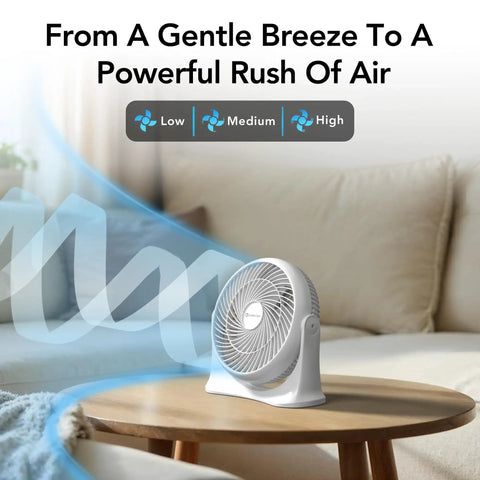 11 Inch Desk Fan With Three Speed Settings Dead Quiet Personal Air Circulator Bringing No Fuss Ninety Degree Tilt Adjustable Handle And Cool Breeze For Bedroom Office Or Sleeping Area White