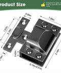 Heavy Duty 304 Stainless Steel Glass Cabinet Door Hinges For 5 To 8 mm Panes Slick Black Finish dimensions shown
