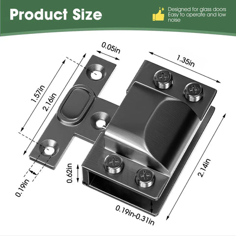 Heavy Duty 304 Stainless Steel Glass Cabinet Door Hinges For 5 To 8 mm Panes Slick Black Finish dimensions shown