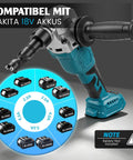 Brushless Cordless Sheet Metal Nibbler For Makita 18V Battery, showcasing compatibility with various battery models.