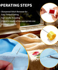41 Piece Big Eye Stainless Steel Hand Sewing Needle Kit With Two Needle Threaders, 25 Big Eye Needles, 10 Assorted Color Threads, Seam Ripper, Thimbles And Storage Box For Easy Threading, Hand Quilting, Denim Repair, And Beginner Friendly Projects instructions and tools