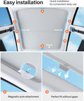 Tesla Model Y magnetic sunshade, blue 2-piece set with nano-ceramic film, installed view